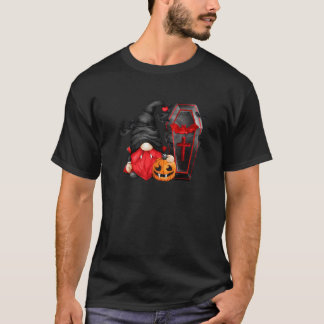 T-shirt Petits gnomes de sorcière mignons avec citrouille
