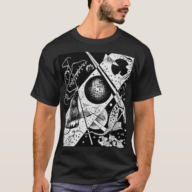 T-shirt Petits Mondes VI - Art noir et blanc de Kandinsky (Devant)