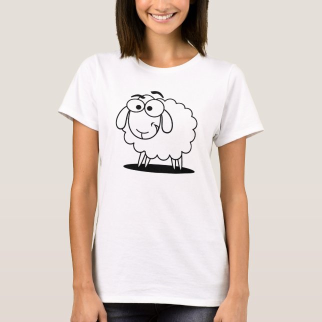 T-shirt Petits moutons blancs mignons de bande dessinée (Devant)