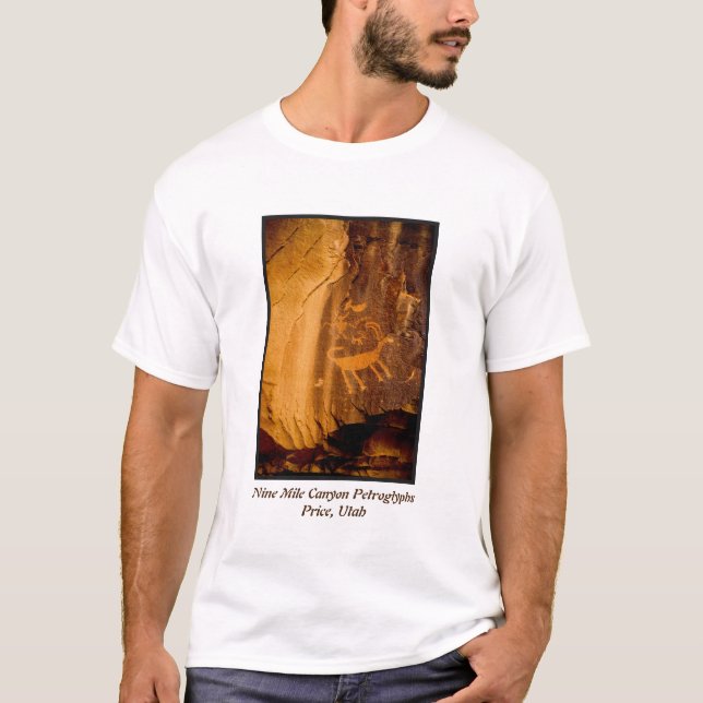 T-shirt Pétroglyphe de Bighorn de canyon de neuf milles - (Devant)