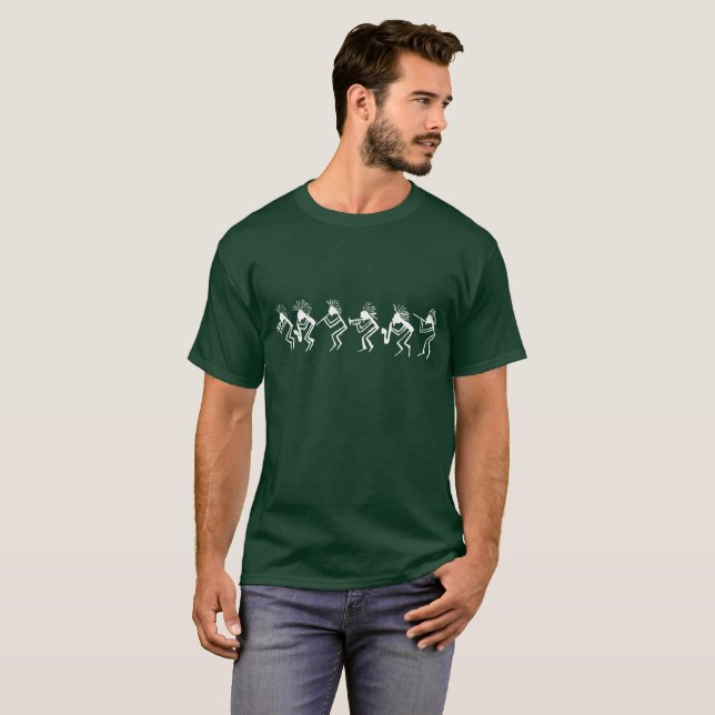 T-shirt Petroglyphe Kokopelli Horn and Flute Player (Devant entier)