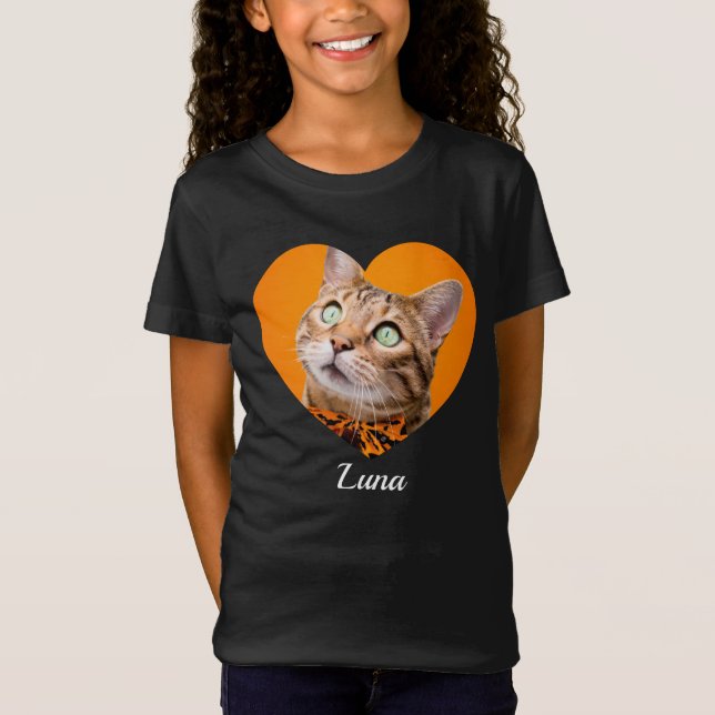T-Shirt Pet's Cute Modern Typography Name and heart Photo (Devant)