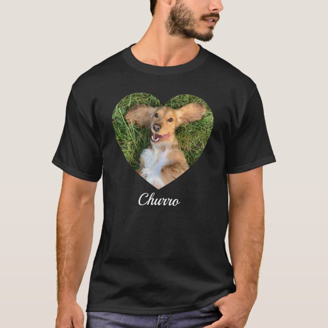 T-shirt Pet's Cute Modern Typography Name and heart Photo (Devant)