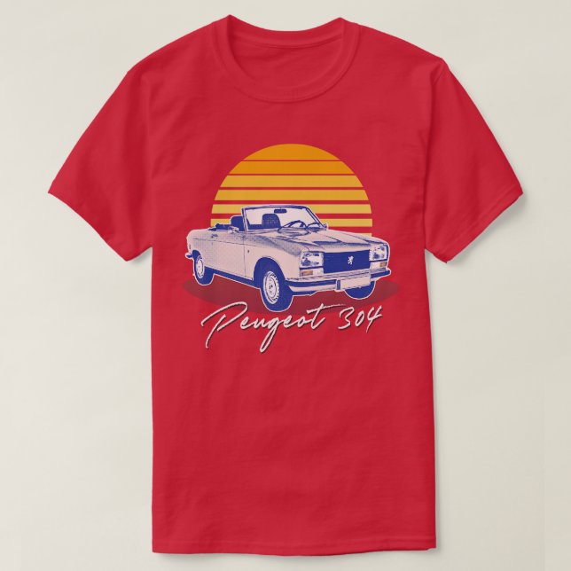 T-shirt Peugeot 304 Cabriolet Vintage Sunset Design (Design devant)