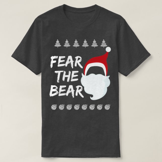 T-shirt Peur Bear Santas Beard Et Casquette De Noël Plaisa (Design devant)