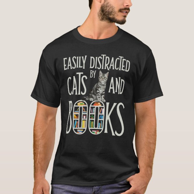 T-shirt Peut Facilement Être Distrait Par Les Chats Et Les (Devant)