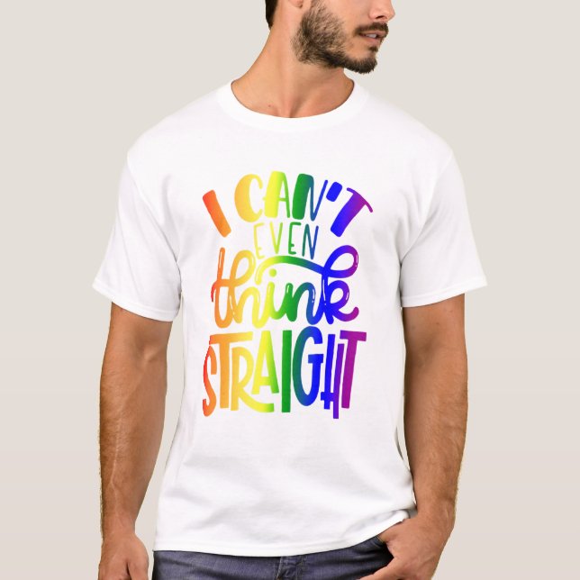 T-shirt Peux Même Penser Droite Lgbtq Bisexual Drapeau Gay (Devant)