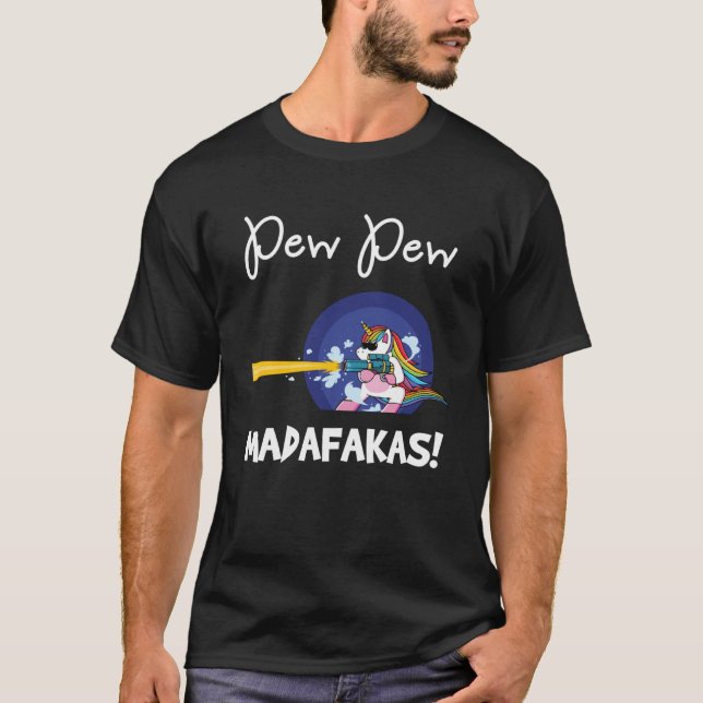 T-shirt PEW Madafakas imaginaire Angry Rainbow Unicorn ave (Devant)