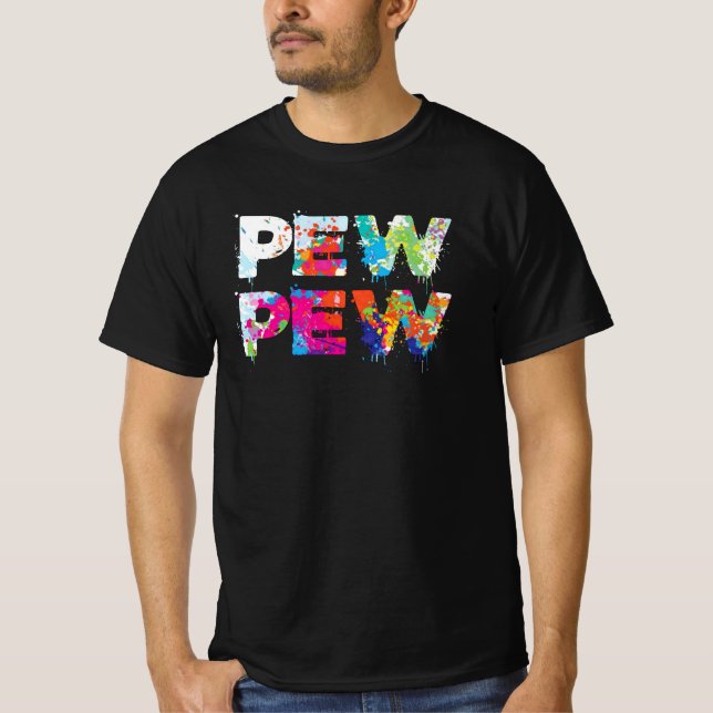 T-shirt Pew Pew - Funny Paintball (Devant)