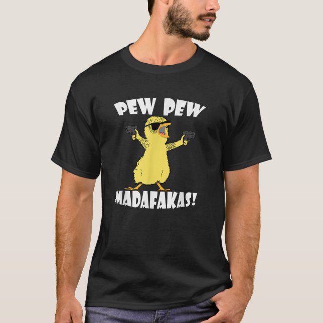 T-shirt Pew Pew Madafakas Crazy Chick Graphic Funnys (Devant)