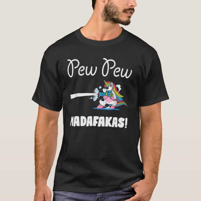 T-shirt Pew Pew Madafakas Femmes Unicorne (Devant)