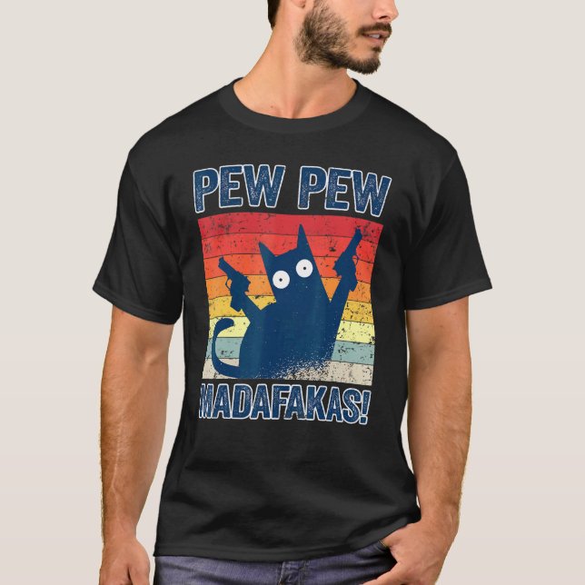 T-shirt Pew Pew Pew Madafakas Cats Tops Pajamas d'été Pew  (Devant)