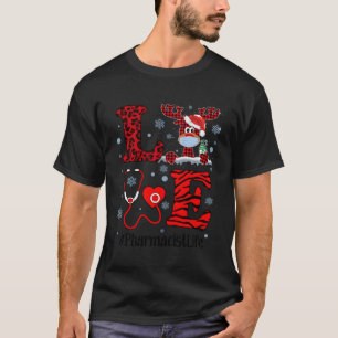 T-shirt Ph Love Reindeer Pharmacien Christmas Red Plaid Le