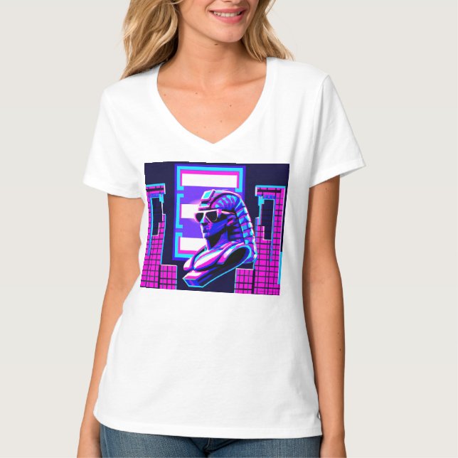 T-shirt Pharaon Synthwave (Devant)