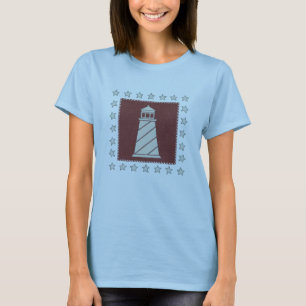 T-shirt Phare côtier de l'art sur le rouge