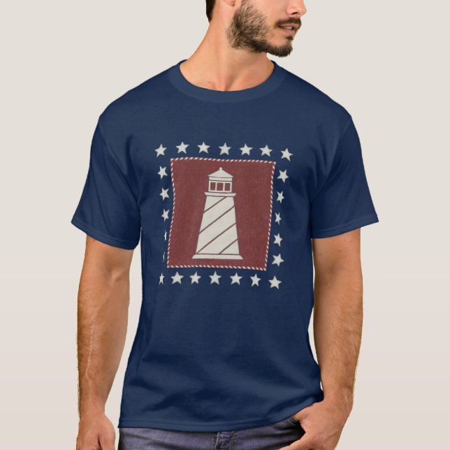 T-shirt Phare côtier de l'art | sur le rouge (Devant)