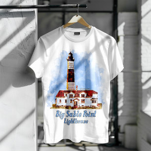 T-shirt Phare de Big Sable Point, aquarelle - Michigan