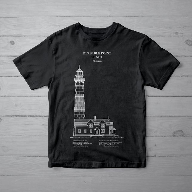 T-shirt Phare de Big Sable Point - Michigan – ap. J.-C. (Big Sable Point Lighthouse - Michigan – AD. Girl Basic Black T-Shirt)