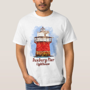T-shirt Phare de Duxbury Pier aquarelle - Massachusetts