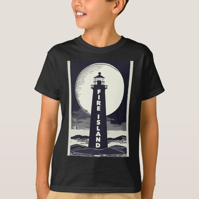 T-shirt Phare de Fire Island New York Lune  (Devant)