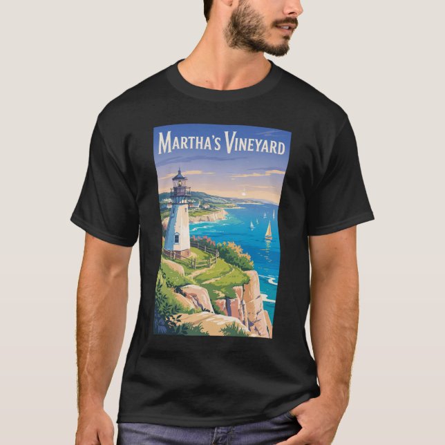 T-shirt Phare de Martha's Vineyard Massachusetts Voyage (Devant)