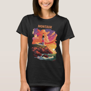 T-shirt Phare de Montauk New York Voyage Rétro