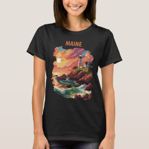 T-shirt Phare du Maine Tourisme Rétro Côté Mer