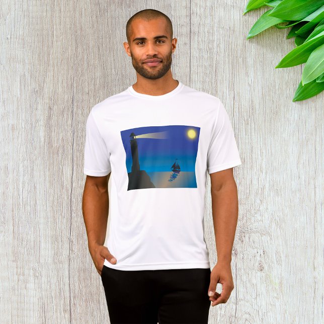 T-shirt Phare et voilier à Night Moonlit Ocean (Créateur téléchargé)