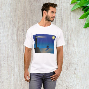 T-shirt Phare et voilier à Night Moonlit Ocean