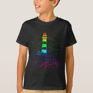 T-shirt Phare LGBT Homosexuel Bateau Bord de Mer Arc-en-Ci