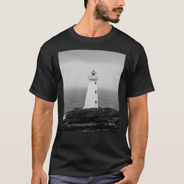 T-shirt Phare minimaliste noir blanc (Devant)