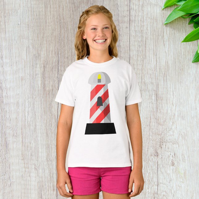 T-shirt Phare rayé rouge et blanc (Créateur téléchargé)