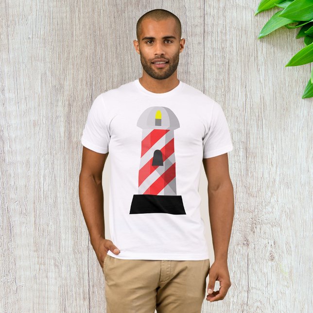 T-shirt Phare rayé rouge et blanc (Créateur téléchargé)