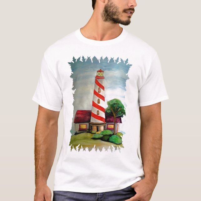 T-shirt Phare rouge et blanc (Devant)