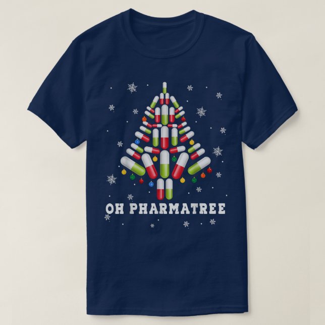 T-shirt Pharmacie Arbre de Noël Oh Pharmatree Noël laid (Design devant)