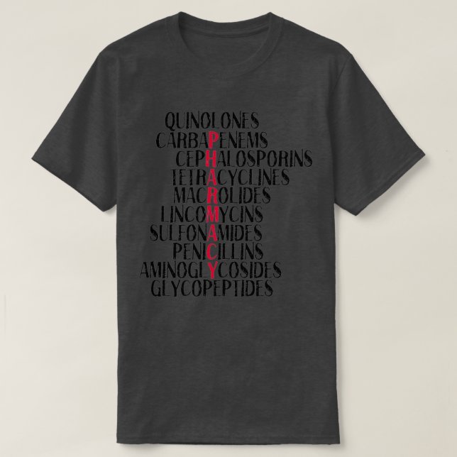 T-shirt Pharmacie classes d'antibiotiques 1 (Design devant)