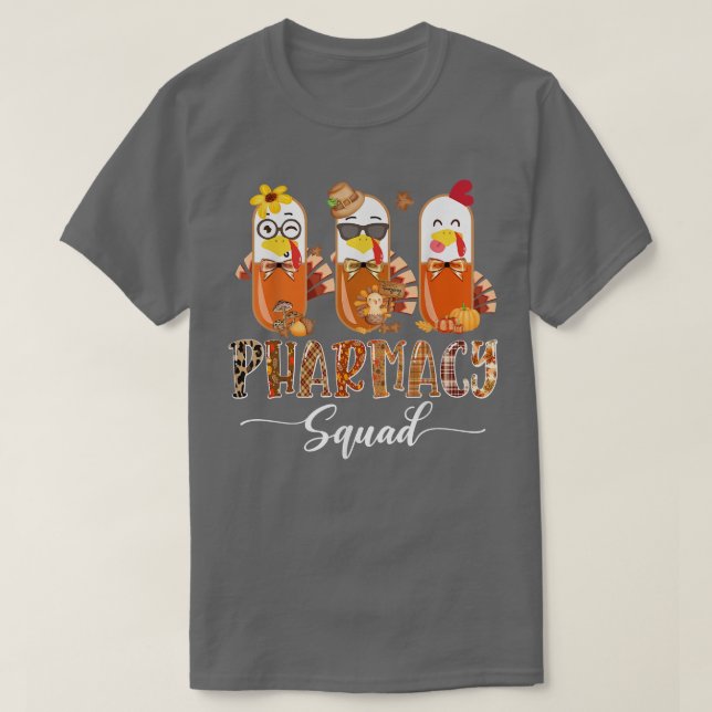 T-shirt Pharmacie Squad Cute Turkey Pills Pharmacist Merci (Design devant)