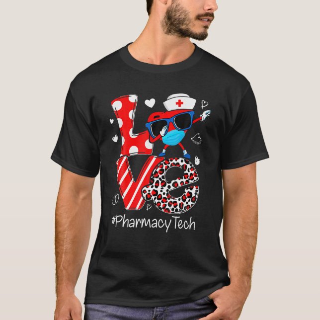 T-shirt Pharmacie Tech Amour Saint Valentin Léopard Dabbin (Devant)