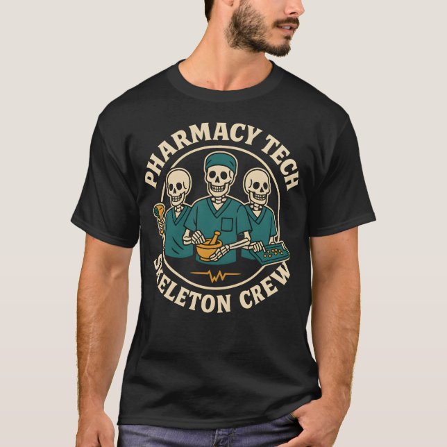 T-shirt Pharmacie Tech Skeleton Crew Pharmacie Halloween (Devant)