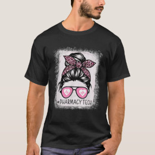 T-shirt Pharmacie Tech Vie Bleached Pink Leopard Messy Bun