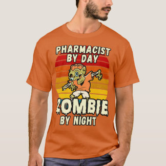 T-SHIRT PHARMACIEN PAR JOUR ZOMBIE PAR HALLOWEEN DE NUIT C