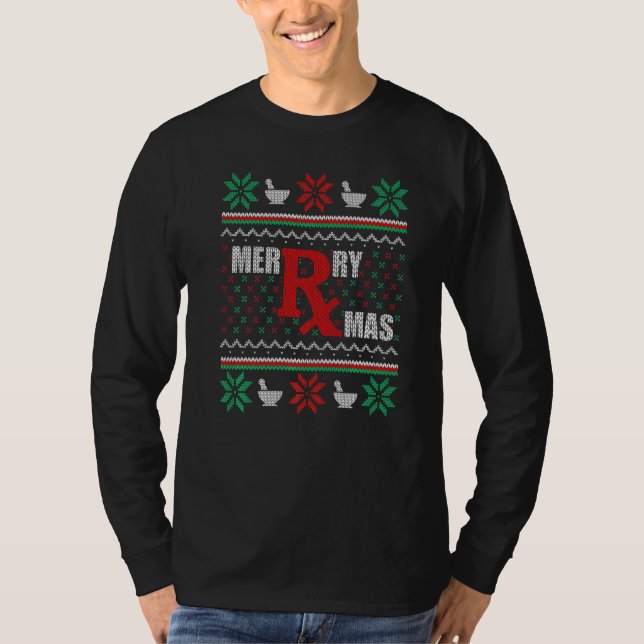 T-shirt Pharmacist Ugly Christmas Sweater Pharm (Devant)