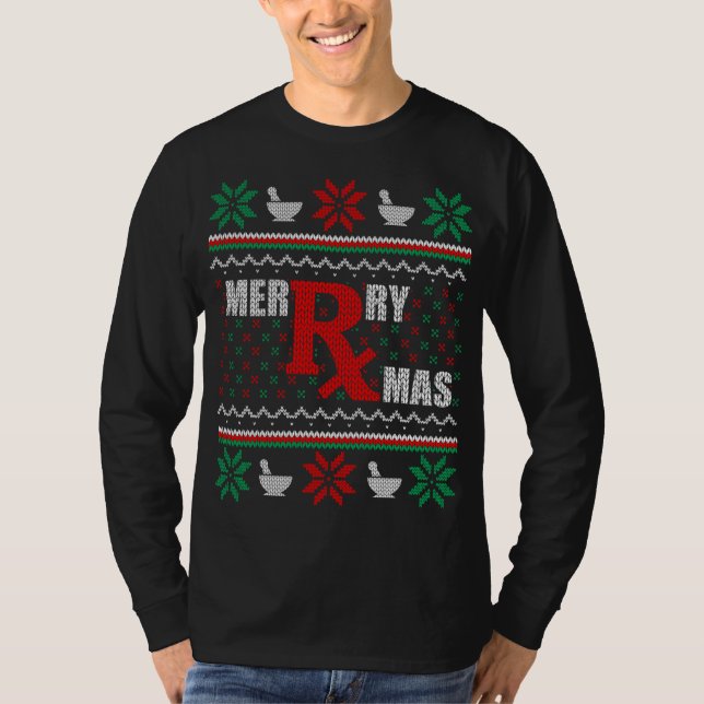 T-shirt Pharmacist Ugly Christmas Sweater Pharm (Devant)