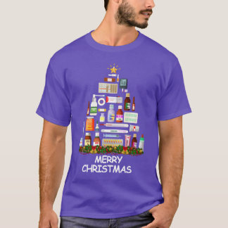 T-shirt Pharmaciste Christmasree Joyeux amis de Noël
