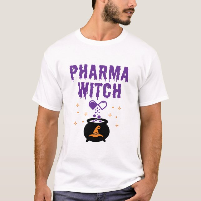 T-shirt Pharmaciste Halloween Pharmacie Tech Pharma Witch (Devant)
