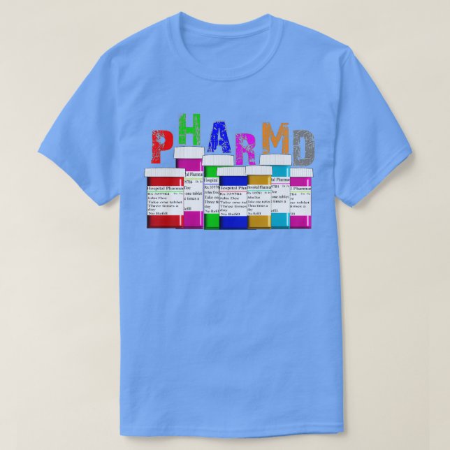 T-shirt Pharmaciste PharmD Bouteilles d'ordonnance 1 (Design devant)