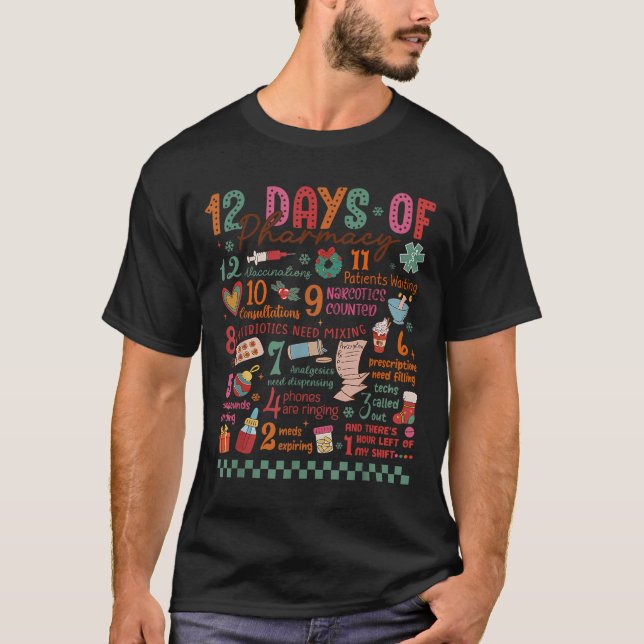 T-shirt Pharmacy Christmas Shirt - 12 Days Of Pharmacy Tec (Devant)