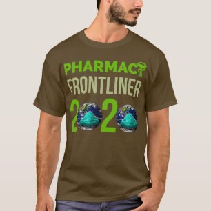 T-shirt pharmacy frontliner 2020 globe avec masque