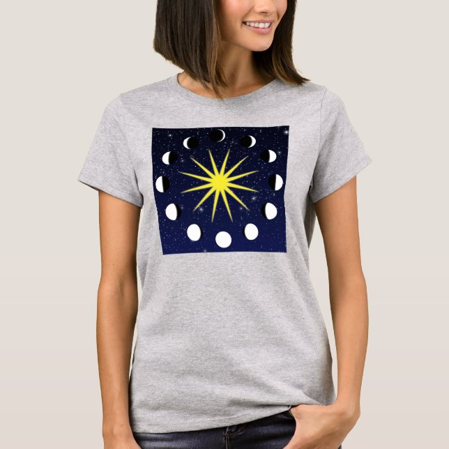 T-shirt Phases et étoiles du soleil, de la lune (Devant)