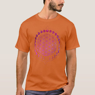 T-shirt Phases Lune Fleur De La Vie Mandala Géométrie Divi